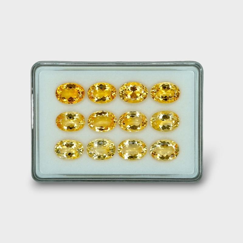 65.25 Cts. Citrine 14x10mm Faceted Oval Shape AA+ Grade Gemstones Parcel - Total 12 Pc.