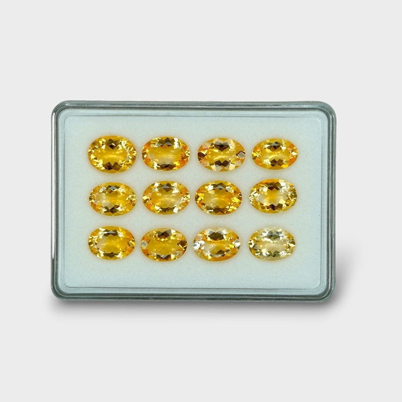 57.78 Cts. Citrine 14x10mm Faceted Oval Shape AA+ Grade Gemstones Parcel - Total 12 Pc.