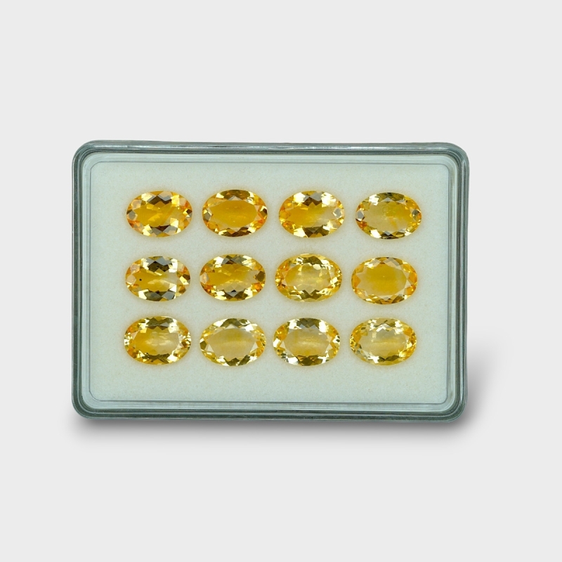 50.9 Cts. Citrine 14x10mm Faceted Oval Shape AA+ Grade Gemstones Parcel - Total 12 Pc.