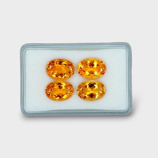 24.6 Cts. Citrine 14x10mm Faceted Oval Shape AA+ Grade Gemstones Parcel - Total 4 Pc.