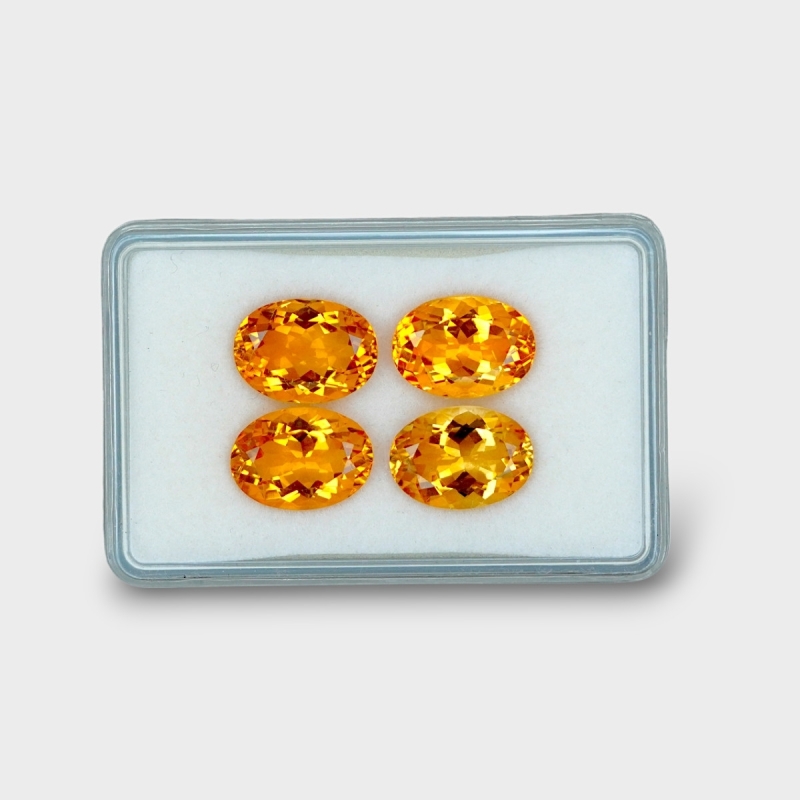 24.6 Cts. Citrine 14x10mm Faceted Oval Shape AA+ Grade Gemstones Parcel - Total 4 Pc.