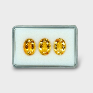 17.56 Cts. Citrine 14x10mm Faceted Oval Shape AA+ Grade Gemstones Parcel - Total 3 Pc.
