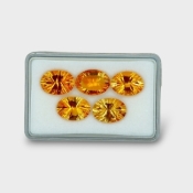26.44 Cts. Citrine 14x10mm Concave Cut Oval Shape AAA Grade Gemstones Parcel - Total 5 Pc.