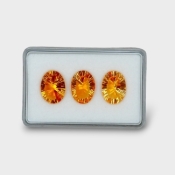 18.08 Cts. Citrine 15x11mm Concave Cut Oval Shape AAA Grade Gemstones Parcel - Total 3 Pc.