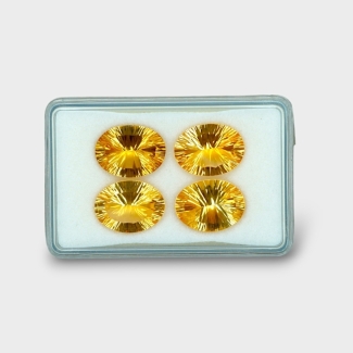 29.26 Cts. Citrine 16x12mm Concave Cut Oval Shape AAA Grade Gemstones Parcel - Total 4 Pc.
