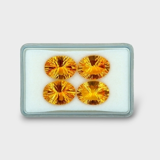 30.22 Cts. Citrine 16x12mm Concave Cut Oval Shape AAA Grade Gemstones Parcel - Total 4 Pc.