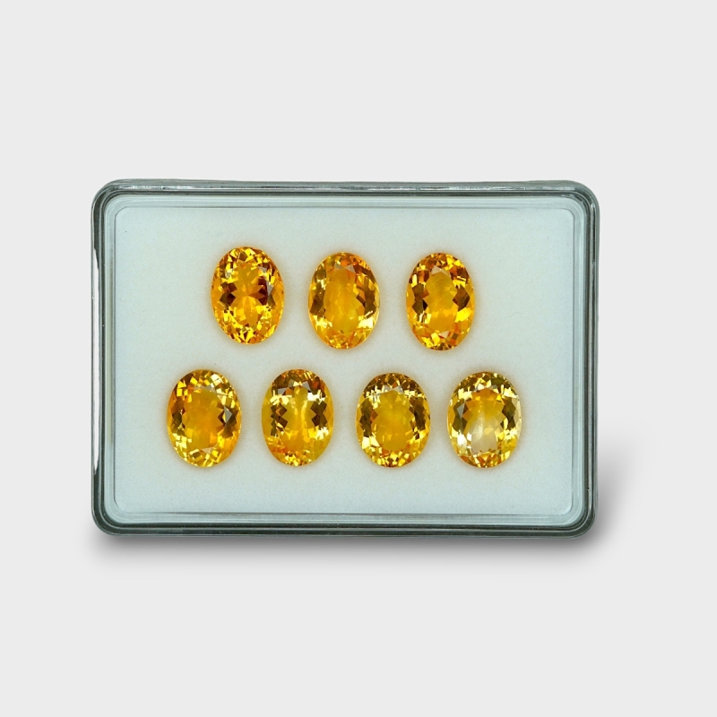 64.9 Cts. Citrine 16x12mm Faceted Oval Shape AAA Grade Gemstones Parcel - Total 7 Pc.