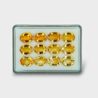 100.5 Cts. Citrine 16x12mm Faceted Oval Shape AA+ Grade Gemstones Parcel - Total 12 Pc.