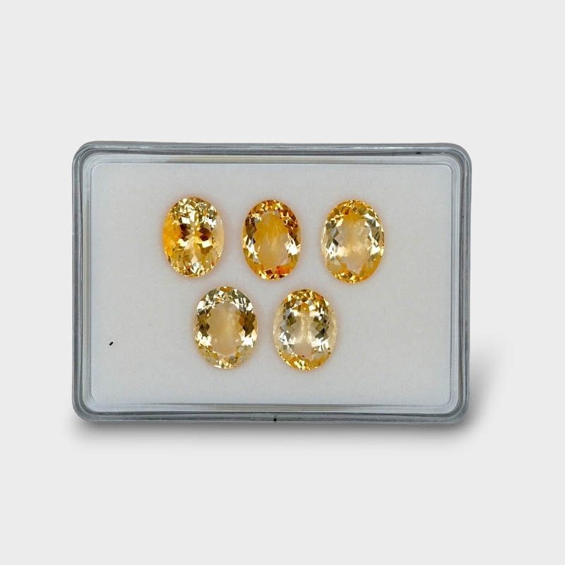 55.9 Cts. Citrine 17x13mm Faceted Oval Shape AA Grade Gemstones Parcel - Total 5 Pc.
