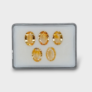 44.29 Cts. Citrine 18x13mm Faceted Oval Shape AA Grade Gemstones Parcel - Total 5 Pc.