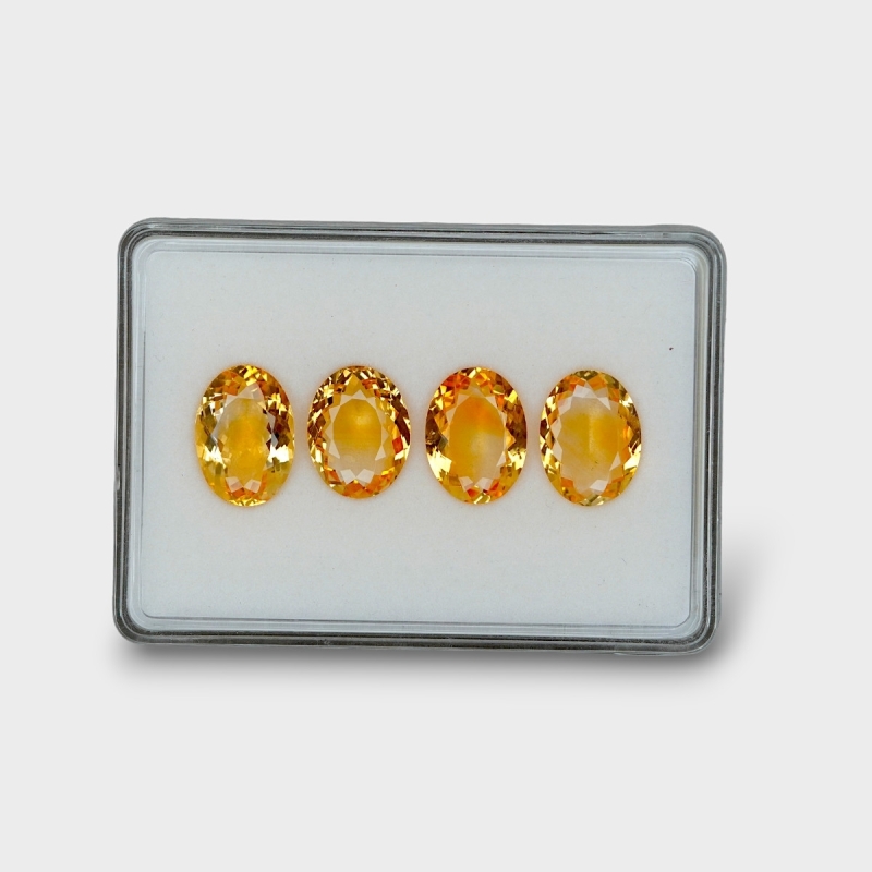46.95 Cts. Citrine 19x14mm Faceted Oval Shape AA+ Grade Gemstones Parcel - Total 4 Pc.