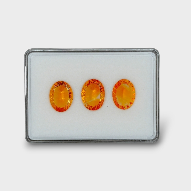 35.35 Cts. Citrine 19x15mm Concave Cut Oval Shape AAA Grade Gemstones Parcel - Total 3 Pc.