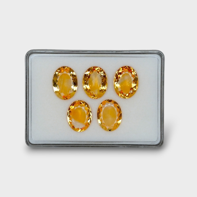 67.72 Cts. Citrine 20x15mm Concave Cut Oval Shape AA Grade Gemstones Parcel - Total 5 Pc.