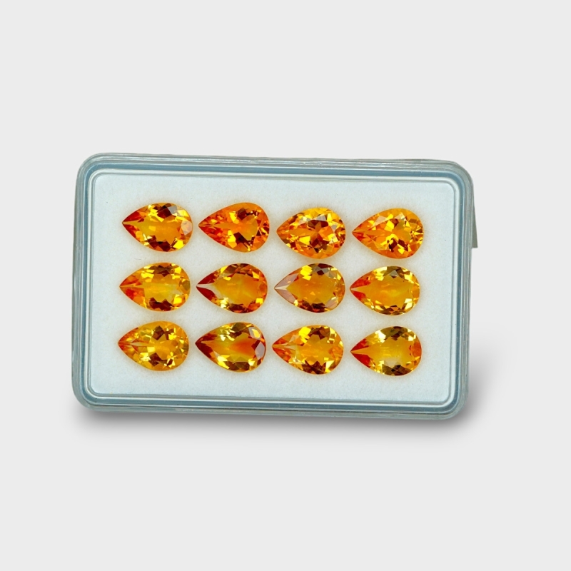 17.71 Cts. Citrine 10x7mm Faceted Pear Shape AAA Grade Gemstones Parcel - Total 12 Pc.