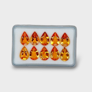 23.35 Cts. Citrine 12x8mm Faceted Pear Shape AAA Grade Gemstones Parcel - Total 10 Pc.