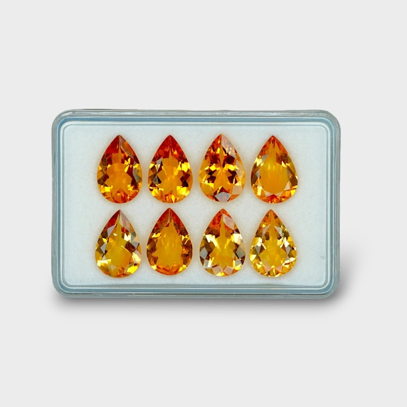 23.11 Cts. Citrine 13x9mm Faceted Pear Shape AAA Grade Gemstones Parcel - Total 8 Pc.
