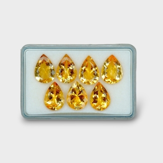 28.41 Cts. Citrine 14x10mm Faceted Pear Shape AA+ Grade Gemstones Parcel - Total 7 Pc.