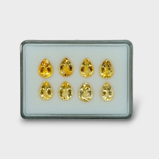 42.96 Cts. Citrine 14x10mm Faceted Pear Shape AA+ Grade Gemstones Parcel - Total 8 Pc.
