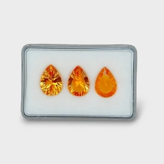 15.1 Cts. Citrine 15x10.5mm Concave Cut Pear Shape AAA Grade Gemstones Parcel - Total 3 Pc.