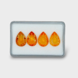 19.33 Cts. Citrine 15x11mm Concave Cut Pear Shape AAA Grade Gemstones Parcel - Total 4 Pc.