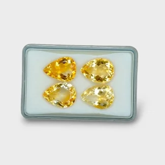 30.47 Cts. Citrine 16x12mm Faceted Pear Shape AA+ Grade Gemstones Parcel - Total 4 Pc.