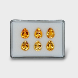 52.89 Cts. Citrine 16x12mm Faceted Pear Shape AA+ Grade Gemstones Parcel - Total 6 Pc.