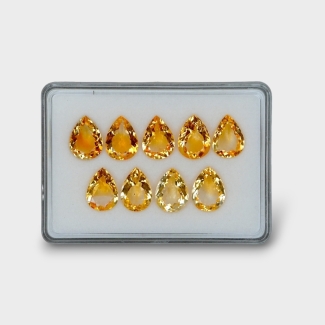 65.7 Cts. Citrine 16x12mm Faceted Pear Shape AA+ Grade Gemstones Parcel - Total 9 Pc.