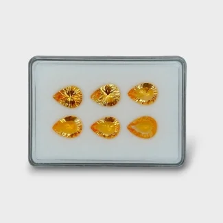 39.96 Cts. Citrine 16x12mm Concave Cut Pear Shape AAA Grade Gemstones Parcel - Total 6 Pc.