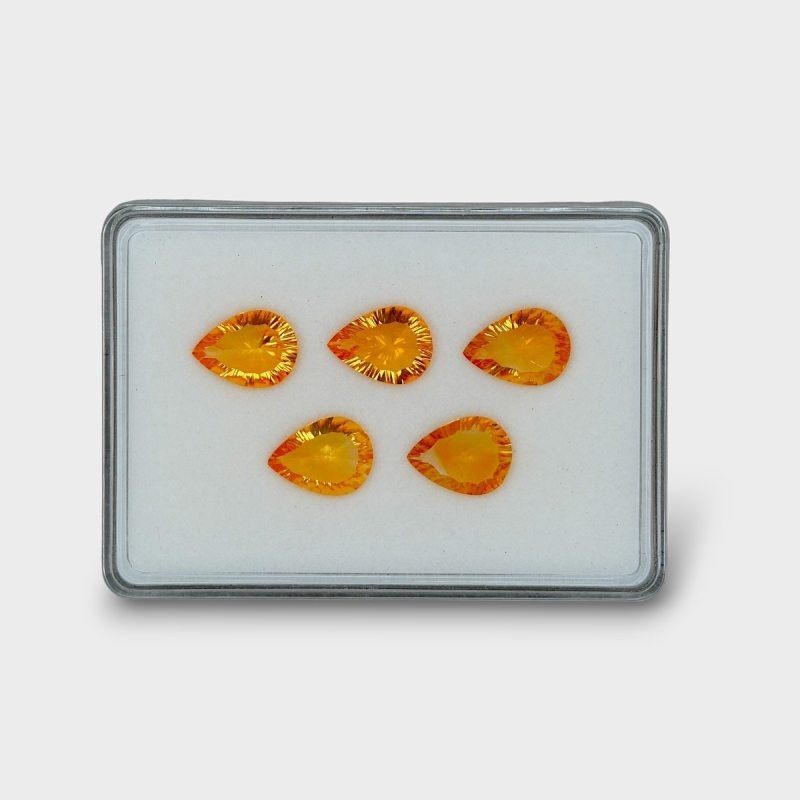 30.25 Cts. Citrine 16x12mm Concave Cut Pear Shape AAA Grade Gemstones Parcel - Total 5 Pc.