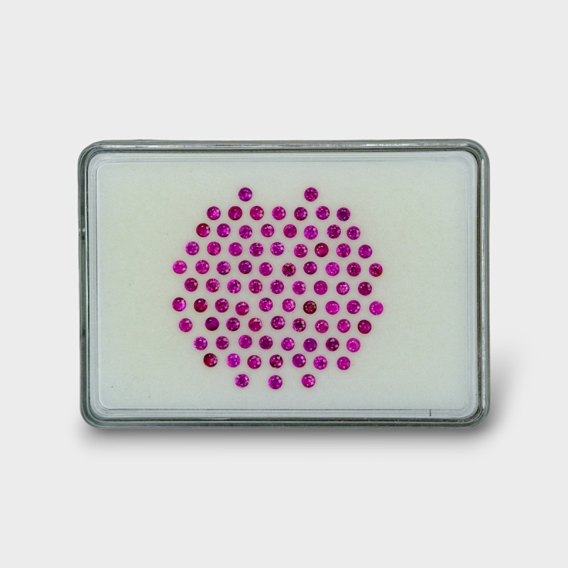 9.67 Cts. Ruby 2.80mm Diamond Cut Round Shape AA+ Grade Gemstones Parcel - Total 82 Pc.