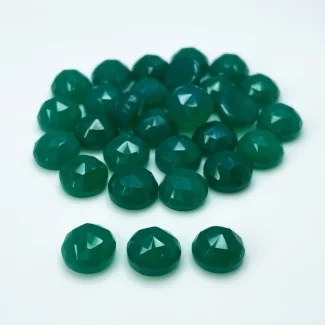 67.74 Cts. Green Onyx 8mm Rose Cut Round Shape AAA Grade Cabochons Parcel - Total 30 Pc.