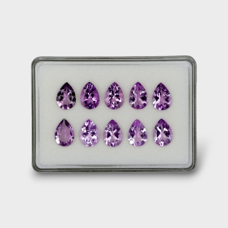 Brazilian Amethyst 14x10mm Faceted Pear AA+ Gemstones Parcel - 180511