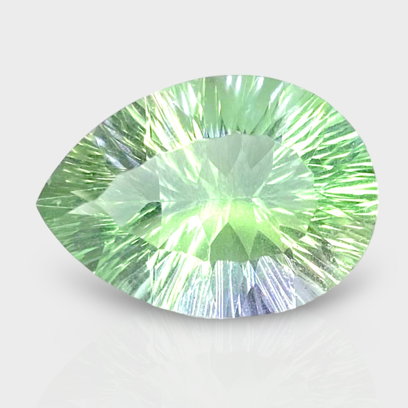 Green Fluorite 20x14mm Concave Cut Pear AAA Grade Loose Gemstone - 159217