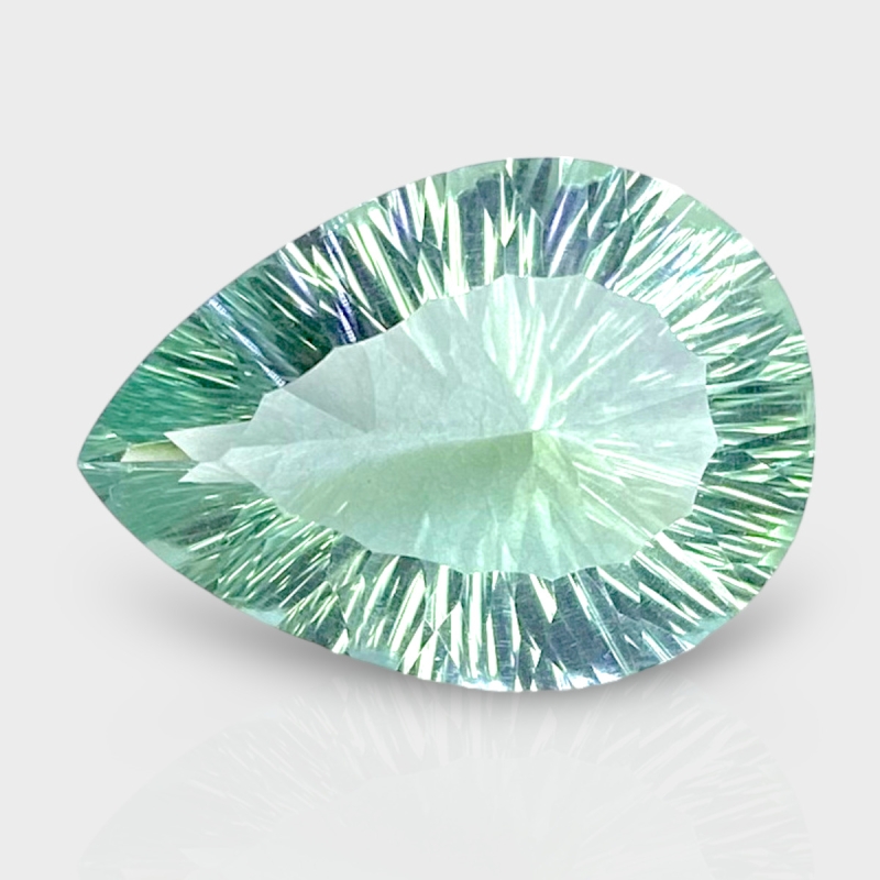 Green Fluorite 24x17.5mm Concave Cut Pear AAA Grade Loose Gemstone - 159239