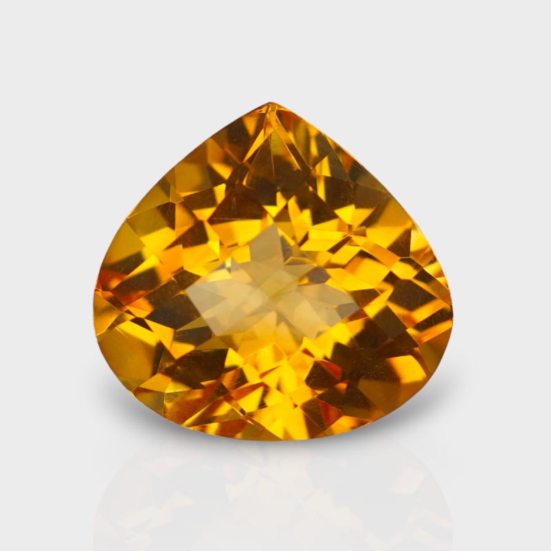 Citrine 16x17mm Checkerboard Heart AAA Grade Loose Gemstone - 159724