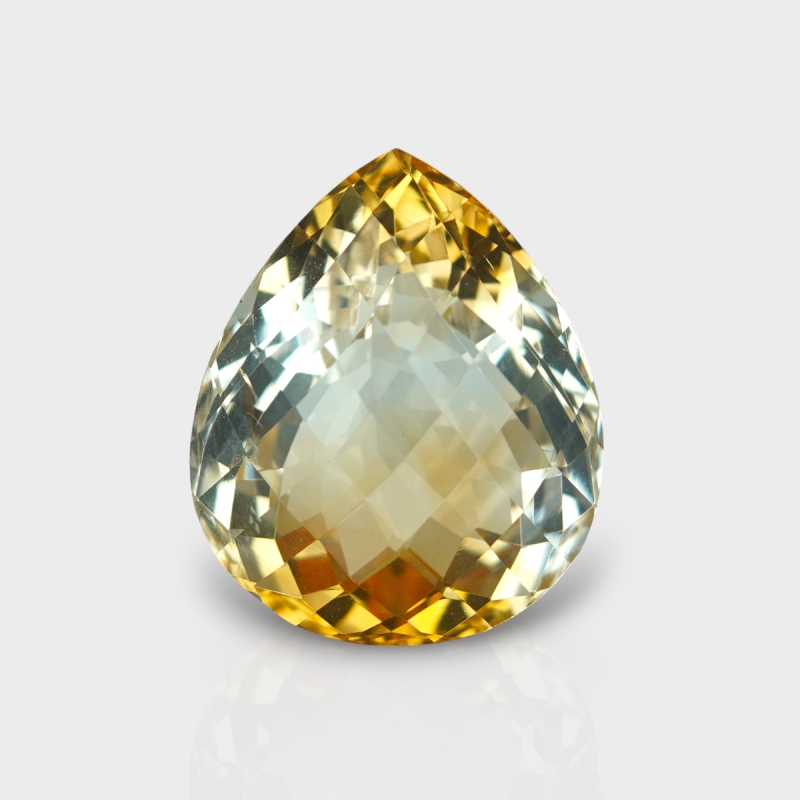 Citrine 20x17mm Checkerboard Pear AA Grade Loose Gemstone - 143714