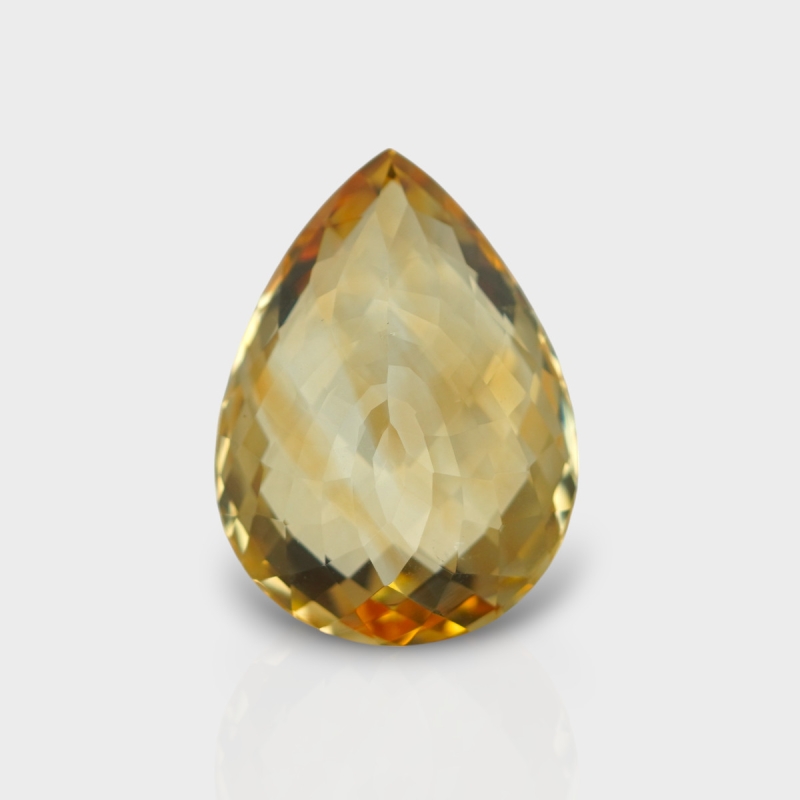 Citrine 23.5x17mm Checkerboard Pear AA Grade Loose Gemstone - 143627