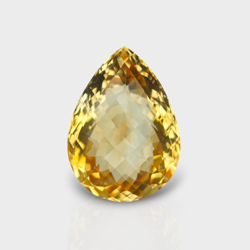 Citrine 23.5x17mm Checkerboard Pear AA Grade Loose Gemstone - 143627
