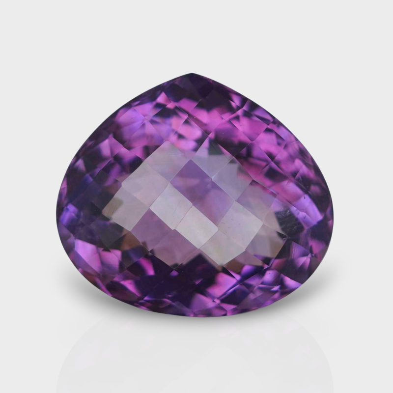 Brazilian Amethyst 18x21mm Checkerboard Heart AAA+ Grade Loose Gemstone - 158721