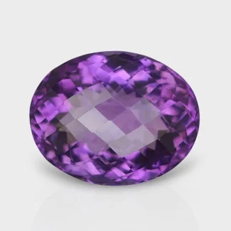 Brazilian Amethyst 21x16.5mm Checkerboard Oval AAA+ Grade Loose Gemstone - 158739