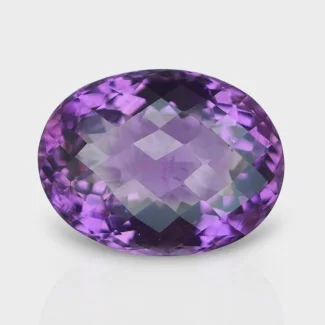 Brazilian Amethyst 21x16mm Checkerboard Oval AAA+ Grade Loose Gemstone - 158747