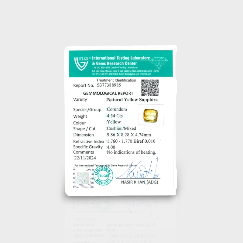 Yellow Sapphire 9.82X8.23X4.70mm Faceted Cushion AA+ Loose Gemstone - 181855