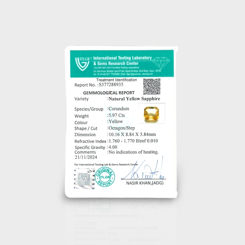 Yellow Sapphire 10.12X8.80X5.80mm Step Cut Octagon AA+ Loose Gemstone - 181854