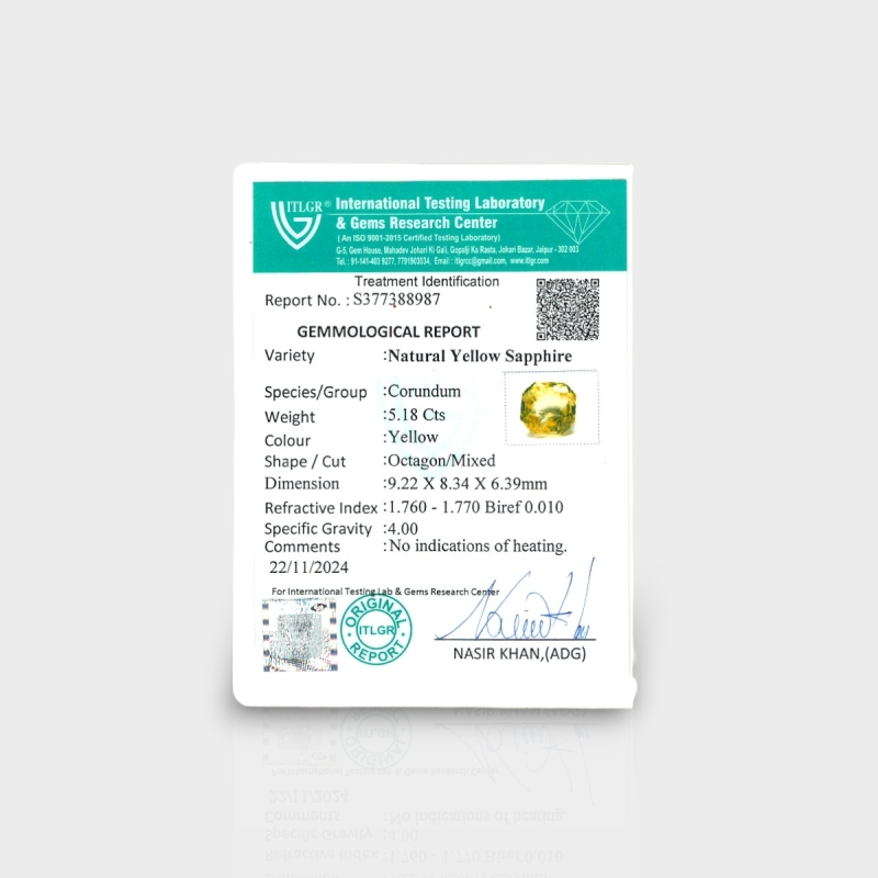 Yellow Sapphire 9.08X8.30X6.30mm Step Cut Octagon AA+ Loose Gemstone - 181852