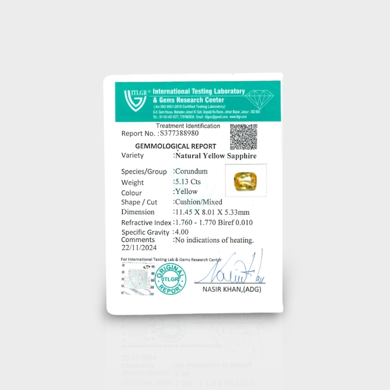 Yellow Sapphire 11.40X7.97X5.30mm Step Cut Octagon AA+ Loose Gemstone - 181851