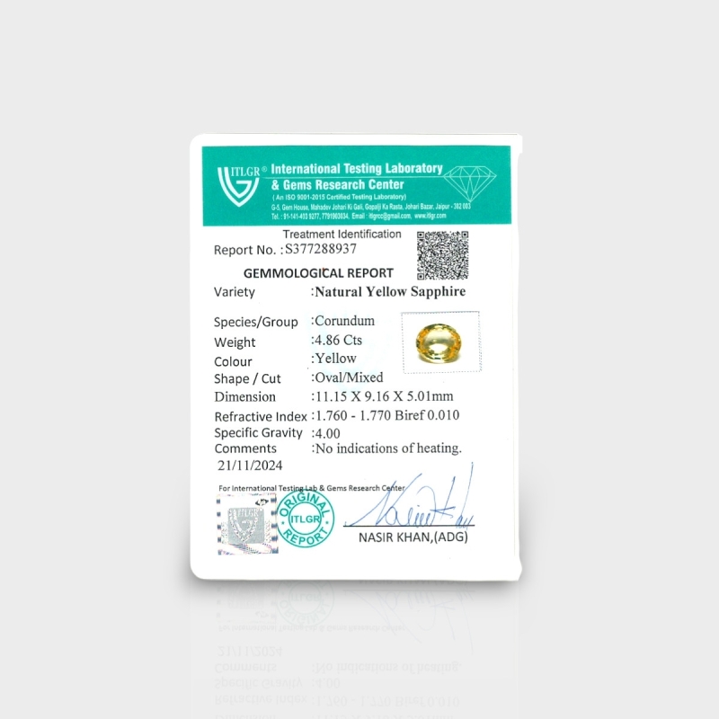 Yellow Sapphire 11.11X9.12X4.90mm Faceted Oval AA+ Loose Gemstone - 181848