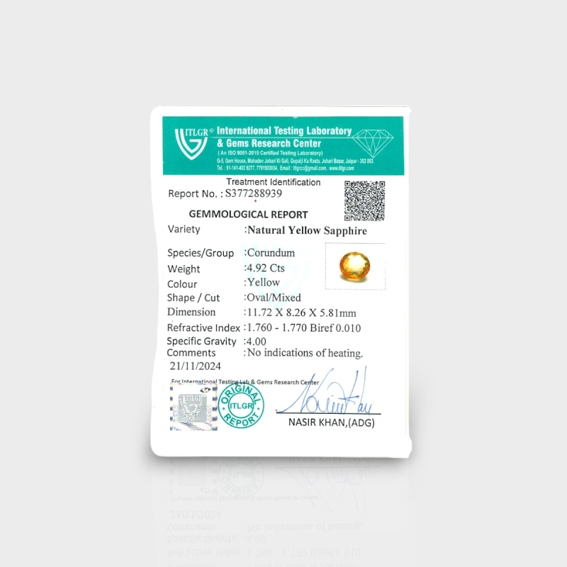 Yellow Sapphire 9.68X8.21X5.80mm Faceted Oval AA+ Loose Gemstone - 181856