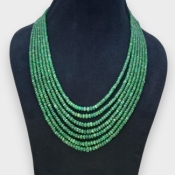 Emerald 3-5.5mm Faceted Rondelle Shape A Grade Beads Necklace - Total 7 Strands of 16-20 Inch.