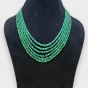 281 Cts. Emerald 2.5-5.5mm Faceted Rondelle Shape AA Grade Beads Necklace - Total 6 Strands