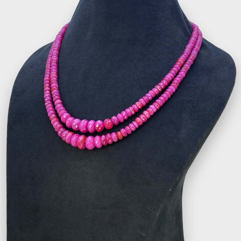 Ruby 5-11mm Faceted Rondelle A+ Beads Necklace - 181790